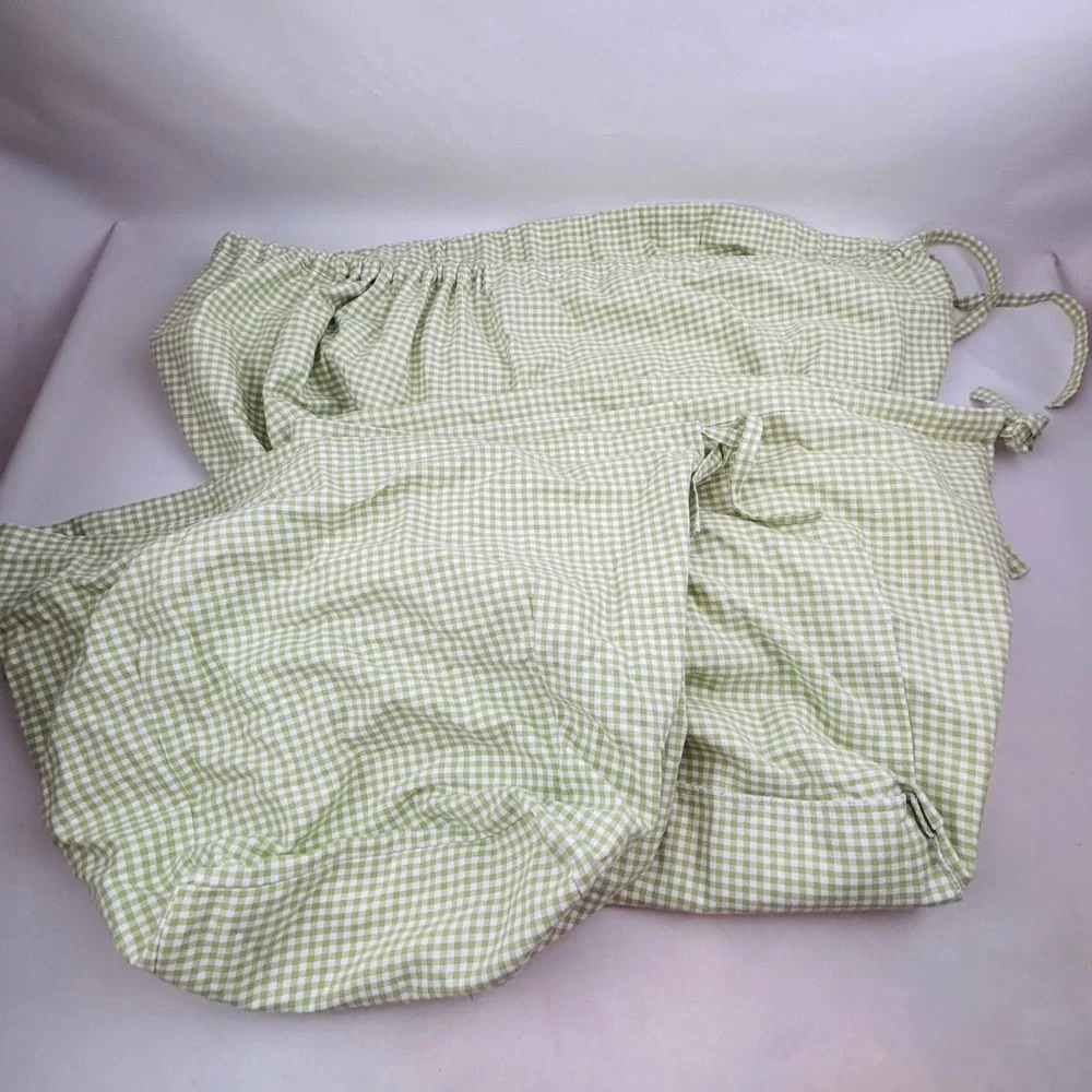 Pottery Barn Kids Sabrina Basket 3 Liner Lot Green White Gingham XL L Cotton